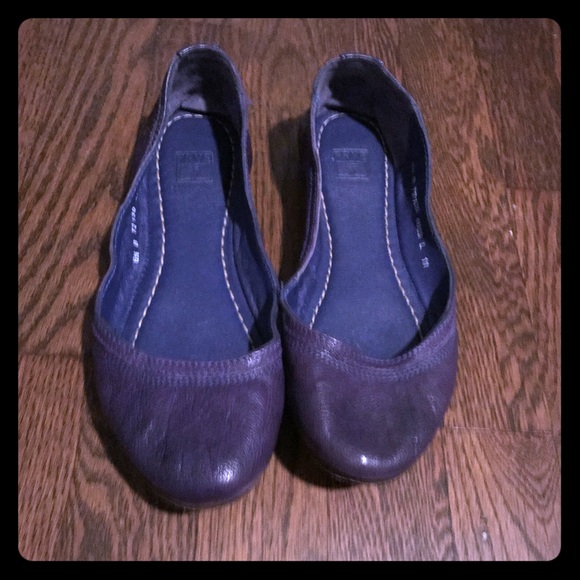 purple leather flats